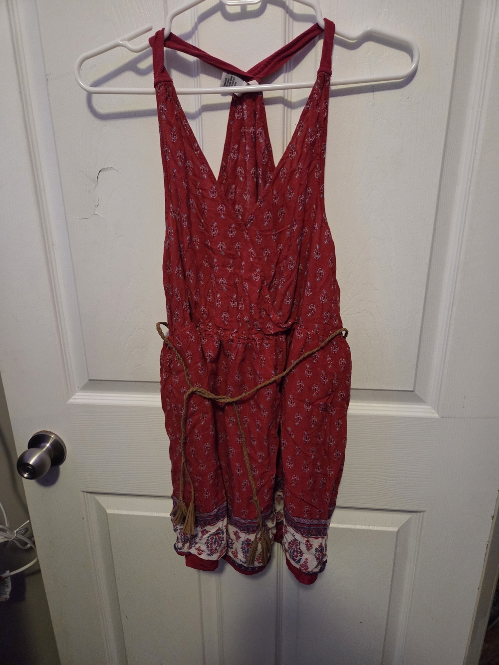 Forever 21 Red Floral Print Sundress with Braided Straps